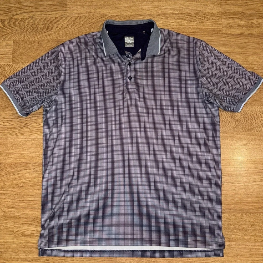 Callaway OPTI-DRI Golf Polo Shirt Men's XL Multicolor Plaid Performance Stretch